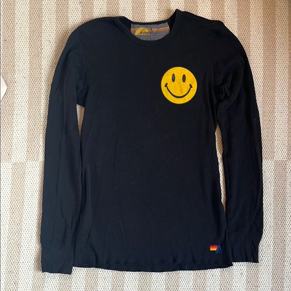 Aviator Nation Navy Shirt with Smiley Face Detail